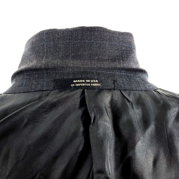 Hart Schaffner Marx Wool 2 Button 2 Piece Suit 40R Gray Check 35/30 Blue Windowp - Picture 11 of 12